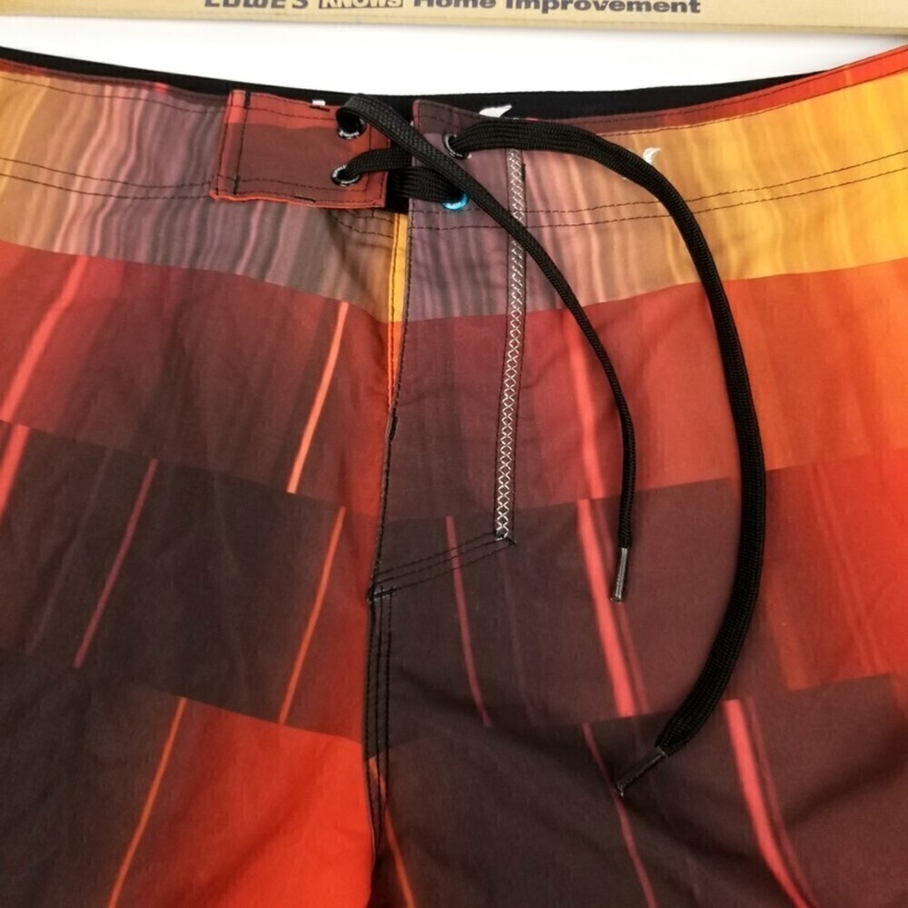 NEW Hurley Phantom Sunset Orange Red Flame Striped Surf Swim Board Shorts 36 Men - Picture 8 of 10
